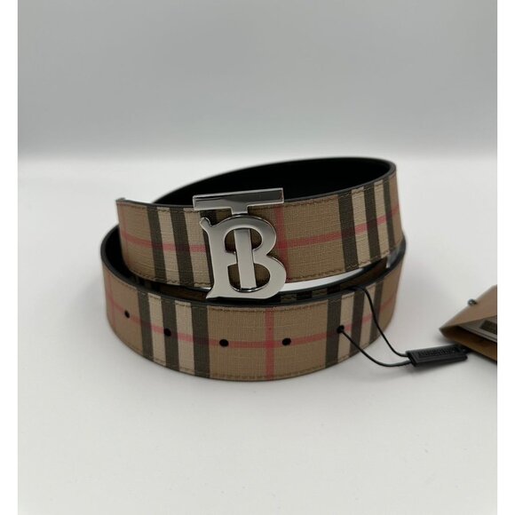 Burberry Men’s TB Monogram Motif Vintage Check Reversible Belt 85cm - Picture 4 of 9